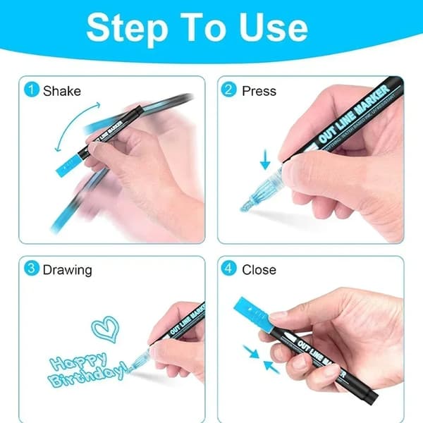 24-Pack Glitter Pens - Metallic Outline Pens with Double Line 24 Färger