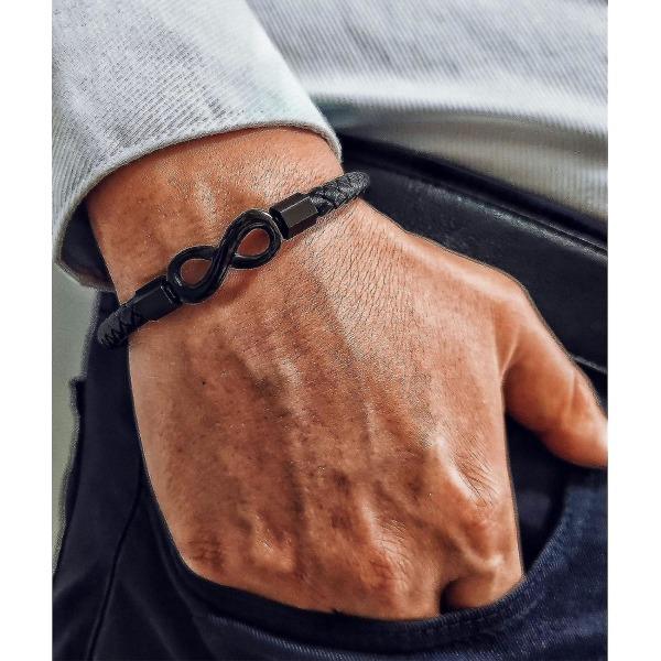 Till Min Man, Infinity Läderarmband - Manlig Present från Fru - Jag Älskar Dig För Alltid och Evigt - Armband Pojkvän Årsdag Födelsedag Julpappor