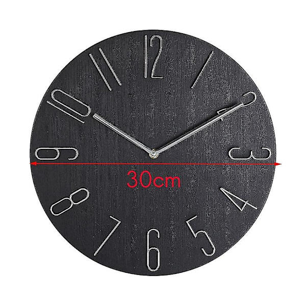 Enkel Väggklocka 30 cm Vardagsrum Hem Väggklocka Mode Sovrum Väggklocka - Svart