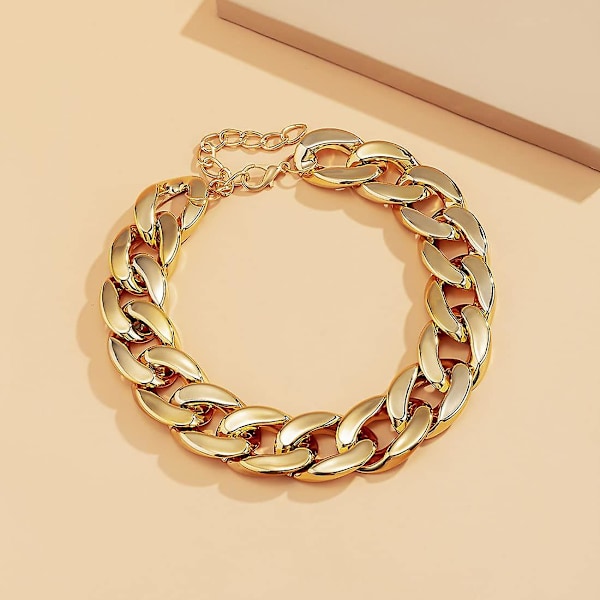 Punk Kubansk Länk Kedja Choker Halsband Guld Lätt Kraftig Oval Länk Kedja Halsband Statement Hip Hop Smycken