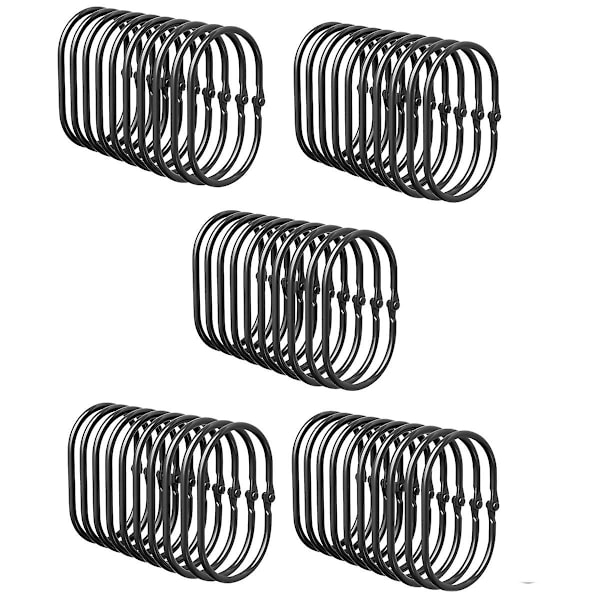 Duschdraperiringar, Duschdraperikrokar, Svarta Duschdraperikrokar Rostfria, Anti-Drop