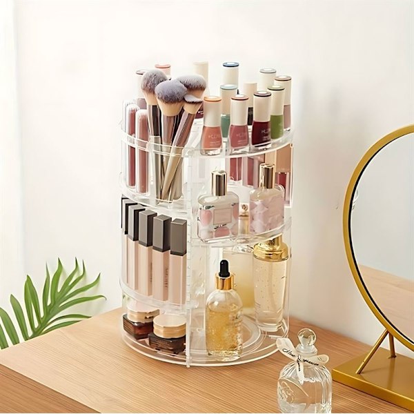 UNIQ 360-graders Roterende Makeup Opbevarings Organizer – Opbevaringsløsning i Klar Farve