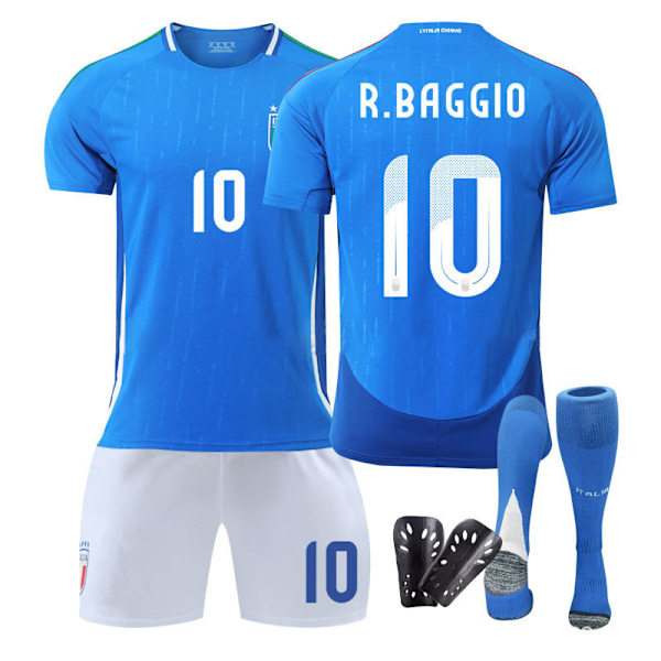 Italiens EM-trøye 2024 hjemmetrøye Chiesa voksen barn treningsdrakt herre- og damefotballuniform Italia Hjem nr. 10 + sokker og utstyr Italy Home No. 10 + Socks & Gear L