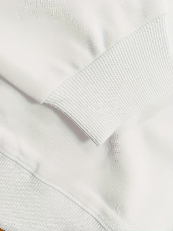 THINGER STRANGS grafisk avslappet sweatshirt med rund hals for menn White L