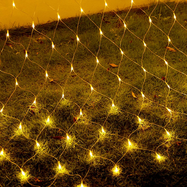 3x2m LED-nät ljusslinga ljus inomhus utomhus gardin 8 ljuslägen varmvit IP44 för jul Halloween trädgårdsfest