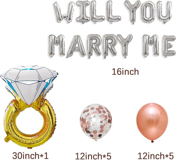 Marry Me -ilmapallot kosintaa ja häitä varten