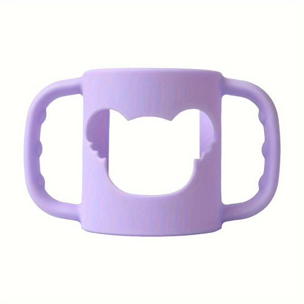 Silikoneflaskehåndtag med tegneseriedesign - Bløde, elastiske greb til de fleste sutteflasker Purple