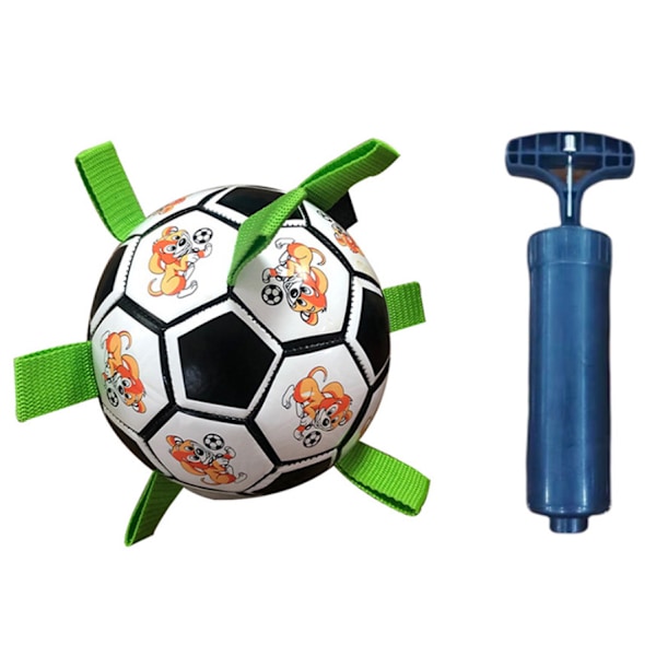 Aggressiva tuggleksaker för hundar, ljudsäker boll (svart och vit - bitfast PU)