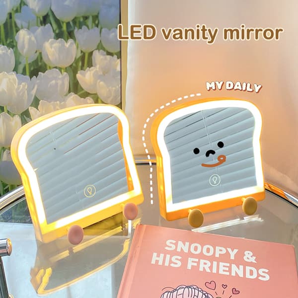 1 stk. LED lys makeup spejl Dagslys makeup spejl Brown