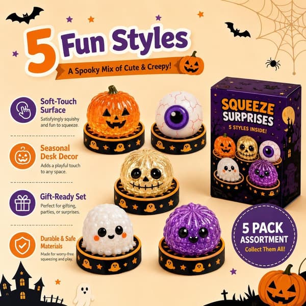 Halloween Græskar Squishy Legetøj, Langsomt Stigende Stressbold, Sensorisk Fidget Aflastningslegetøj Demon Ghost
