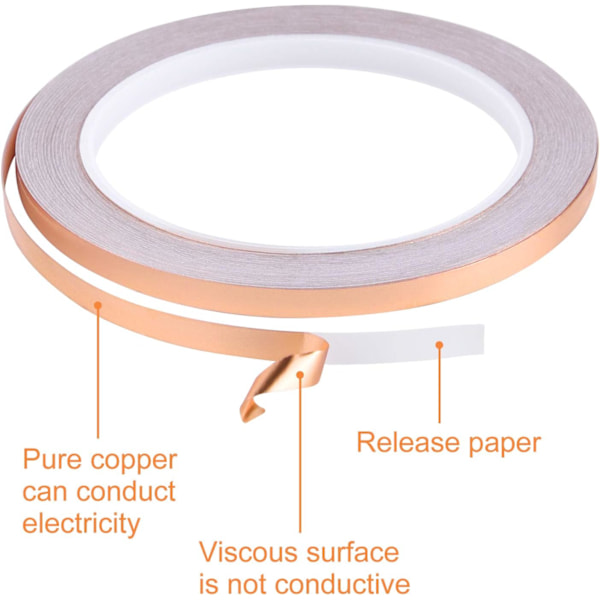 0,05 mm tjock, 3 mm * 20 m kopparfolietejp, kulförare, färgad