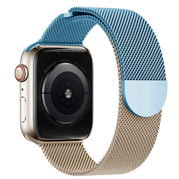 Milanese metalbånd med magnet, passer til Apple Watch-bånd iWatch serier 9 3 6 5 SE 7 8 Ultra 2 Blå og rosenguld Blue and rose gold 38mm/40mm/41mm