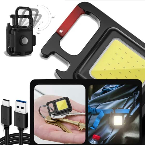 Selviytymisavainnippu LED-taskulamppu karabiinilla black
