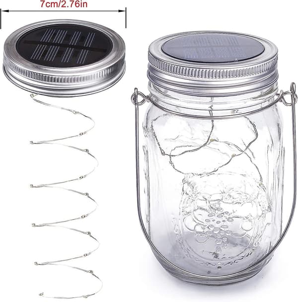 Solcellelamper Utendørs 3 Stk Solcelle Hagelamper 30 LED Vanntett Mason Jar Hagelamper