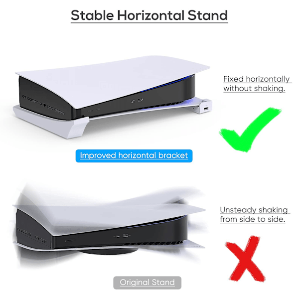 Horisontalt stativ for PS5-konsoll, PS5-tilbehørsbasfeste