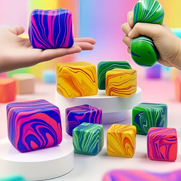 Tekstureret terning-fidgetlegetøj – roterende sensorisk stressaflastende legetøj 1pc Random Color
