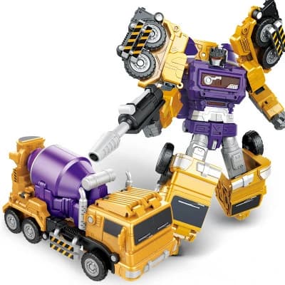 Transformerende Robotbil Legetøj, Deformationsrobot Actionfigur, Kreativ Træk-Tilbage Køretøjsmodel, Interaktivt Samlerlegetøj til Børn Concrete mixer truck
