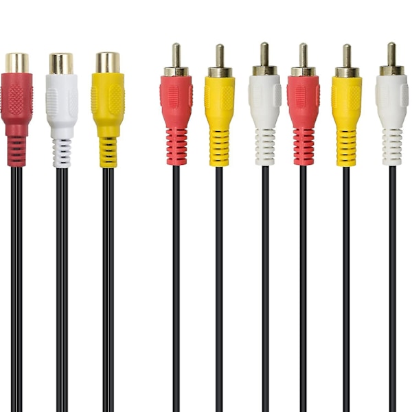 RCA Splitterkabel, 3 RCA Hunn til 6 RCA Hann AV Audio Video Adapterkabel (hy)