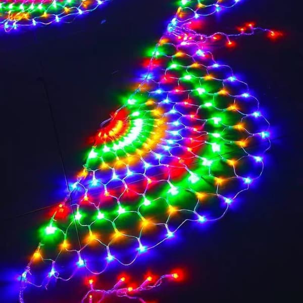 LED påfuglenetlys, farverig IP44 udendørs dekoration til have, jul, bryllup