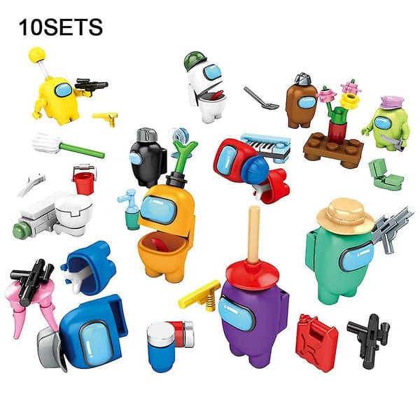 10 sæt DIY Spil Minifigur Byggeklodser Kit Rum Dukker Among Us Saml
