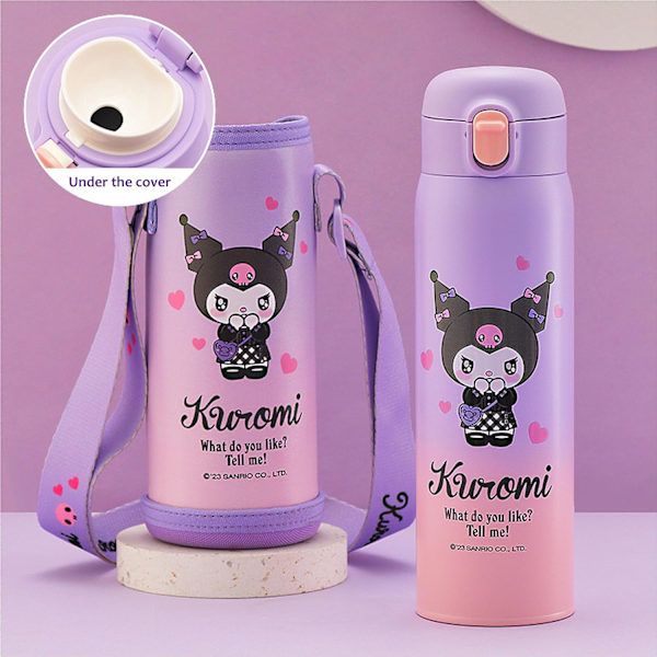 Kuromi Isolerad Vattenflaska i Rostfritt Stål med Väska 480ml