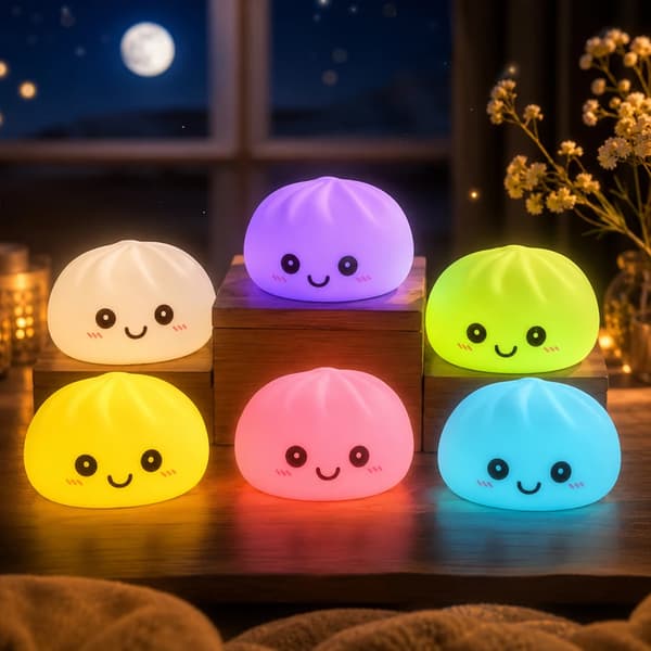 2027 Nye Dumpling Nattlys Glødende Dumplings Skrivebordsdekorasjon Søt Glødende Dumpling Steamerboks Kawaii Dumpling Lys Gaver D-5pcs