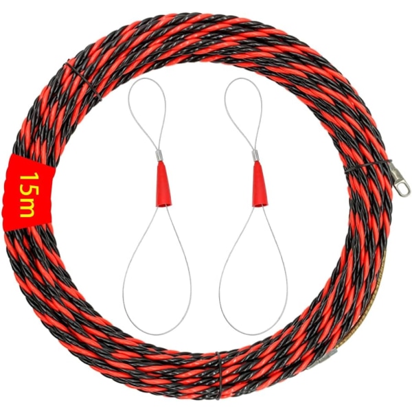 15 m elektrisk elektrikernål med 2 guide resortspiralpass flexibel nål drar tråd för kommunikationskabel väggkanal