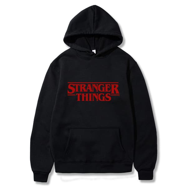 Stranger Things trykket hettegenser – fleeceforet hettegenser Yellow 1 XXL