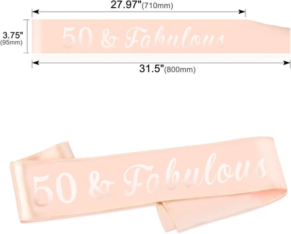 Roséguld 50-årsdagssash, 50 & Fabulous Satängsash för 50 år