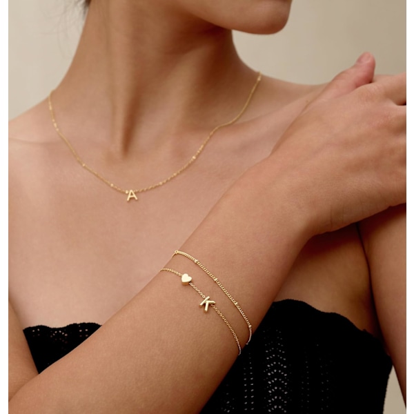 Sirlige Initial Hjerte Guld Armbånd til Kvinder Trendy, Bogstav Charm Armbånd Smykker Søde Enkle Mode Kæde Armbånd til Kvinder Gave 3