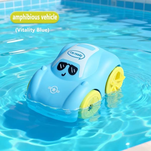 Optrækkelig badelegetøjsbil – Amfibisk babylegetøj til vand- og landleg 2pcs Blue Amphibious Vehicle