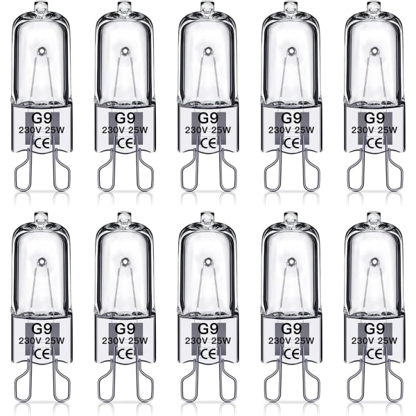 G9 halogenlamper 25W, 230V, 10-pakning 25W