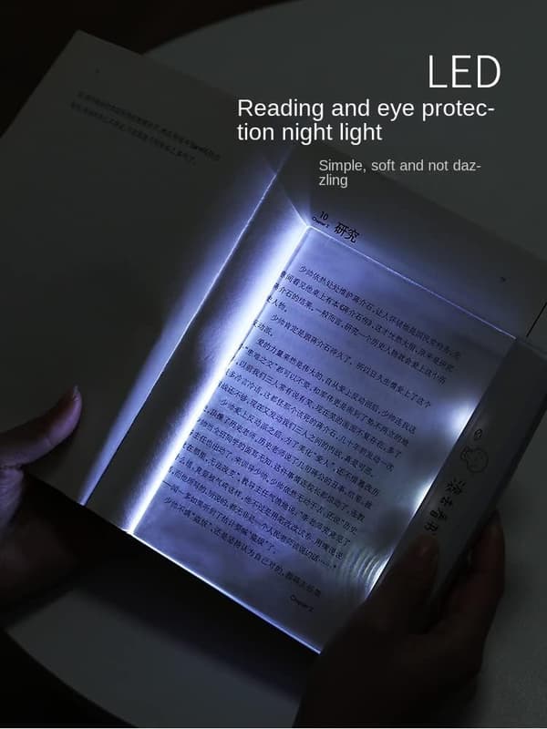 Tablet boglampe, bruges til natlæsning, transparent LED fuldside boglys, panellampe, trådløs (sort) black