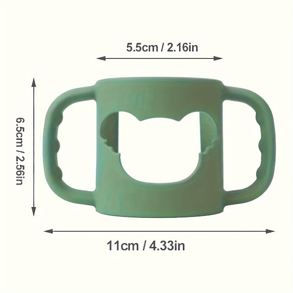 Silikoneflaskehåndtag med tegneseriedesign - Bløde, elastiske greb til de fleste sutteflasker Green
