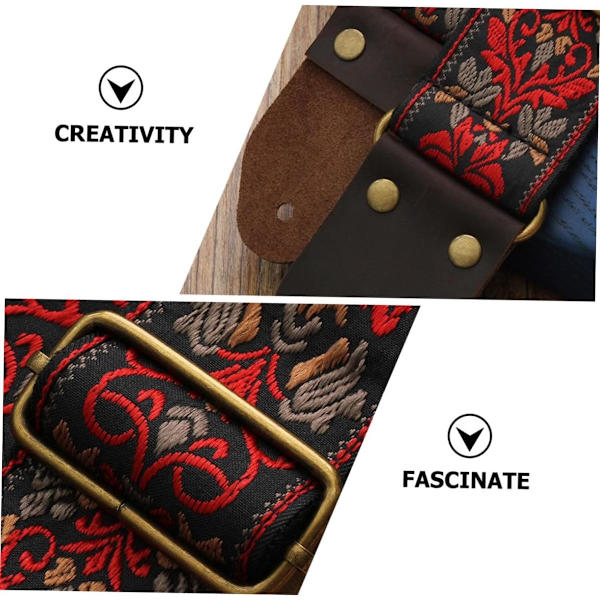Gitarrrem med broderi - Jacquardvävd justerbar rem - 5 cm bred gitarrbälte för elakustisk bas