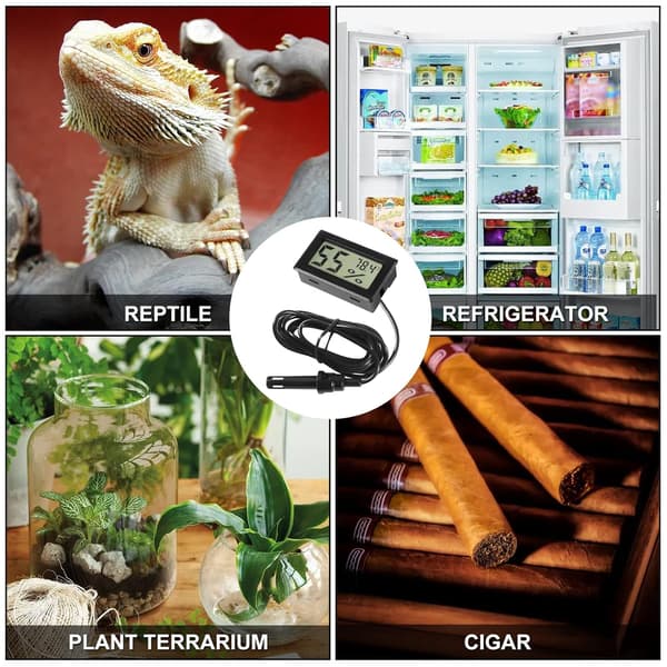 Hygrometer & Termometer - Mäter luftfuktighet & temperatur Svart