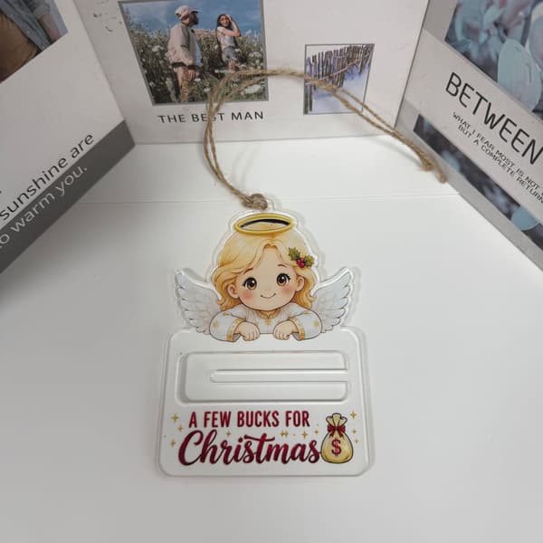 Akryl Kontantpresenthållare Prydnad, Julpengahållare för Presentgivning Snowman 10*15.5cm
