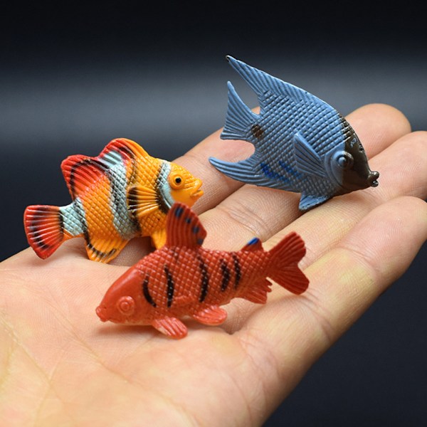 12 st Mini Tropiska Havsfiskar Husdjursfigurer Leksak PVC Poolfisk Leksak Tidig Utbildning Mini Marin Fisk Leksak 0.1