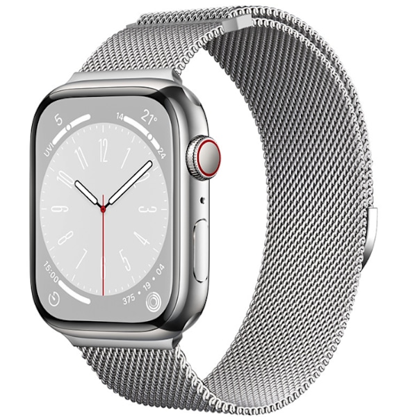 Milanese metallmagnetiskt klockarmband, kompatibelt med Apple Watch-armband iwatch serie 9 3 6 5 SE 7 8 Ultra 2 silver silver 38mm/40mm/41mm