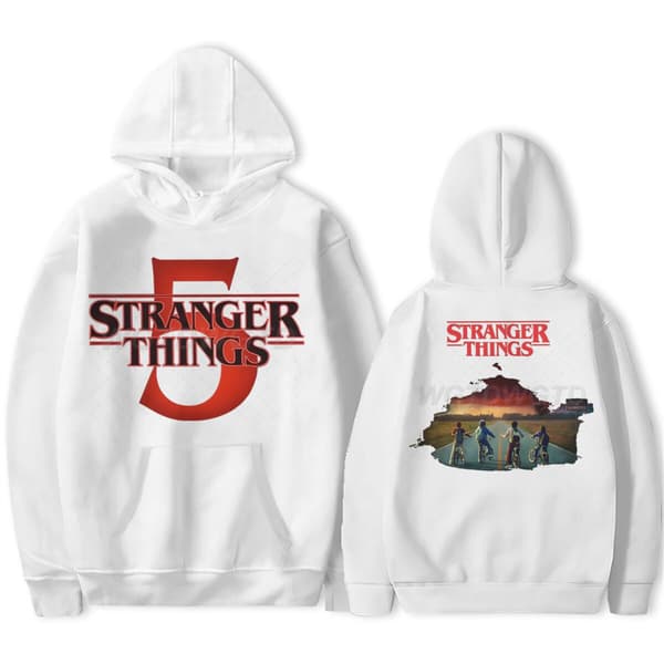 Stranger Things 5 Hættetrøje – Unisex – Varm fleeceforet sweatshirt – Efterår/Vinter Red 3 XL