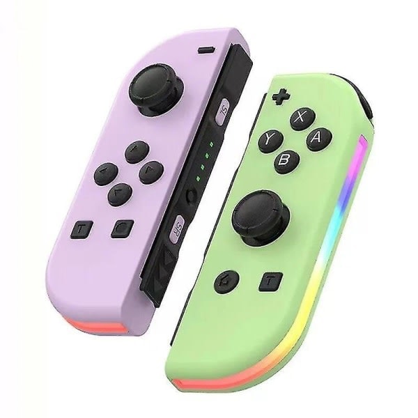 Trådlös Handkontroll Kompatibel med Nintendo Switch, OLED, Lite Gamepad Joystick (L/R) Ersättning med RGB Hög Purple Green