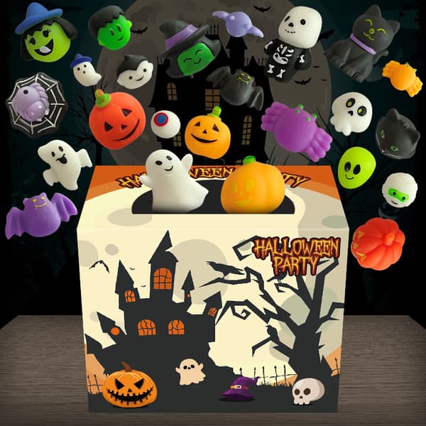 24 st Halloween Squishy Överraskningslåda, Sensorisk Fidget Leksak Adventspresentpaket, Stresslindrande Samling