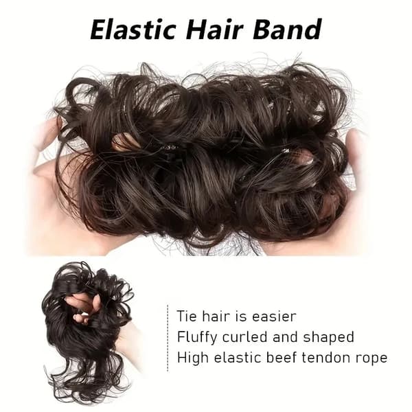 Syntetisk Elegant Rodet Krøllet Elastisk Hårbånd Hårknold Fluffy Nem at Style Velegnet til Daglig Brug 30T4