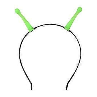 Lysende Alien Hodebånd for Barn Halloween Antenne Temafester Mørkt Hodebånd med Selvlysende Antenne Lysende Luminous