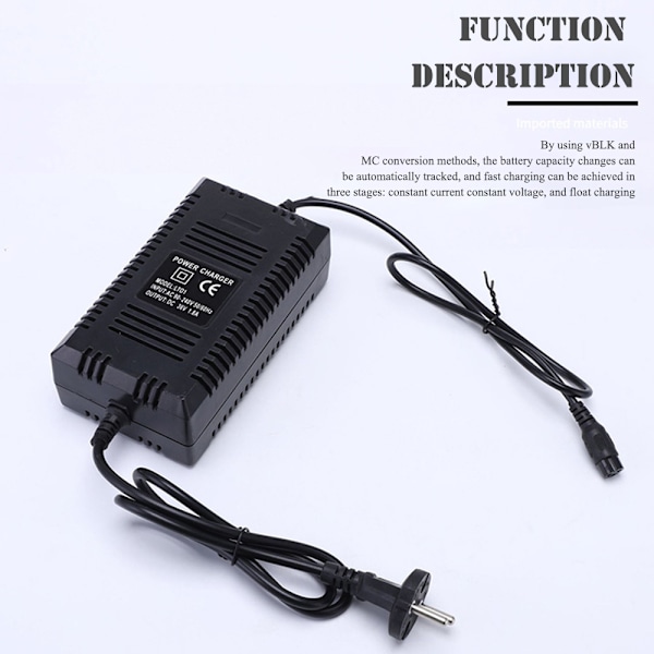 36V batterioplader med EU-stik, batterioplader med multipel beskyttelse til bly-syre batteri EU plug
