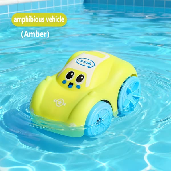 Optrækkelig badelegetøjsbil – Amfibisk babylegetøj til vand- og landleg 2pcs Yellow Amphibious Vehicle