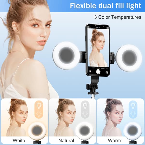 Selfie Stick Tripod with Fill Light, Phone Selfie Stick, Durable Stainless Steel Design, Bluetooth Remote Control and Stable Tripod Support