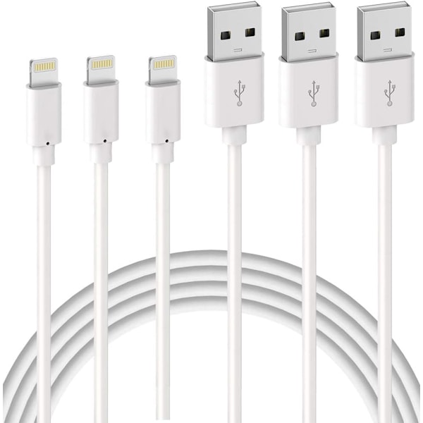 3-pack 2m iPhone Laddningskabel, USB till Lightning Kabel, iPhone Kabel Kompatibel med iPhone white