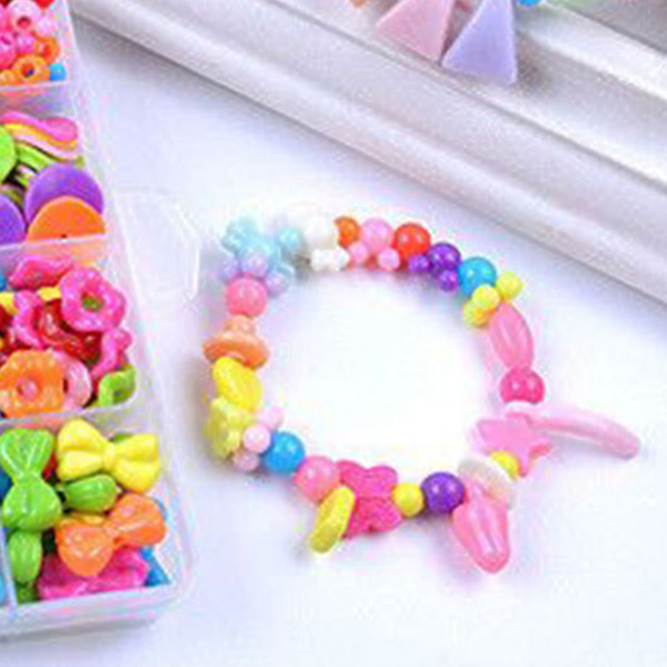 9 st set barn smycken armband gör pärlor kit pussel pedagogiska DIY-leksaker med 24 rutnät för flickor typ 4