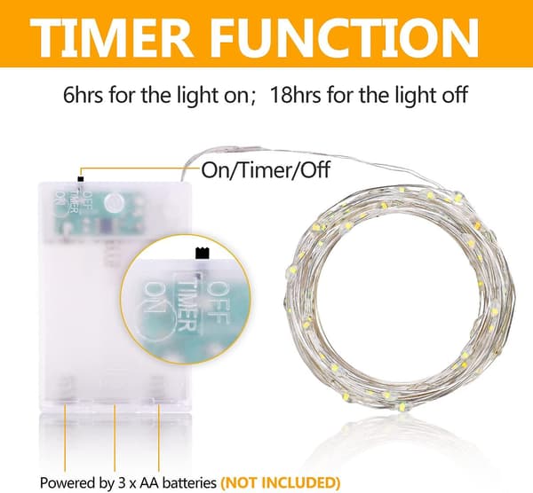 4 st 3m 30 LED koppartråd ljusslinga med timer Vattentät